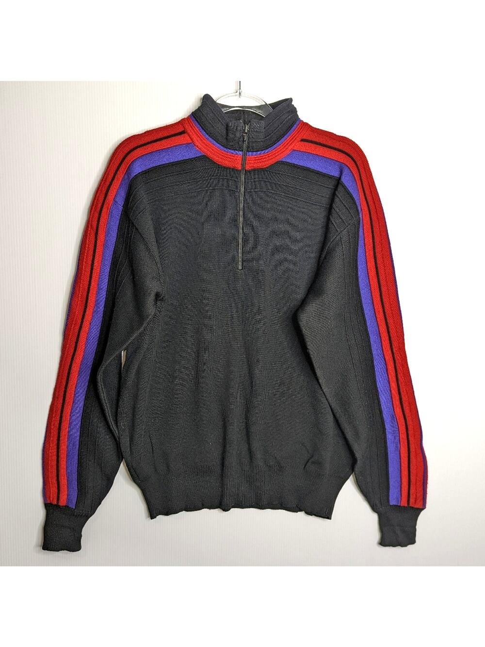 Meister Vintage 80's Sweater Apres Ski 1/4 Zip Mock Neck Men's Unisex XL
